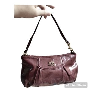 Coach handbag 9 inch clutch burgundy